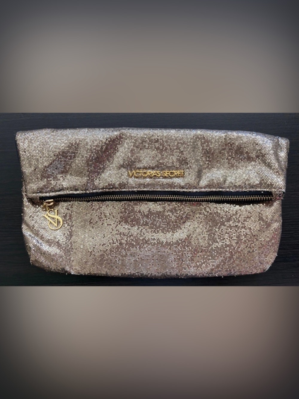 Victoria's Secret Gold Sequin Fold-Over Clutch Bag